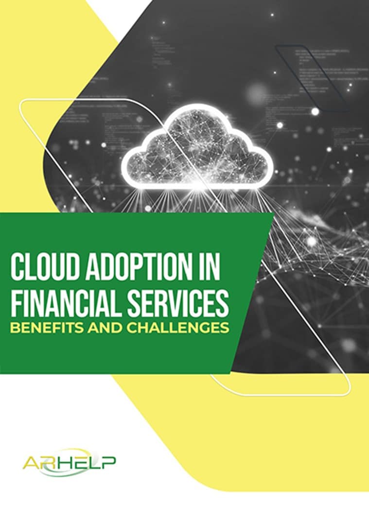 Cover of ARHELP white paper on cloud adoption in financial services, highlighting the benefits and challenges.